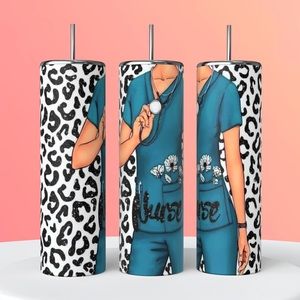 Nurse and Stethoscope Cheetah Print 20oz Skinny Tumbler